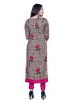 Hanoba Women's Printed Leon Synthetic Printed Dress Material with Dupatta (Brown)