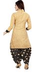 SRETAN Women's Cotton Unstitched Salwar Suit (OM_710_Beige & Black_Free Size)
