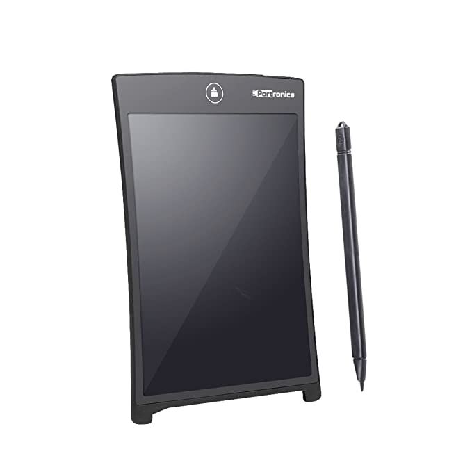 Portronics Portable RuffPad E-Writer 21.59Cm (8.5-inch) LCD with 4 Magnet, Stylus Drawing Handwriting Board, Black