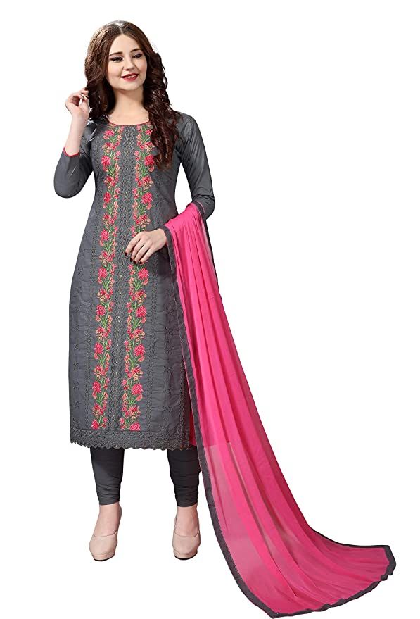 Nivah Fashion Women's Cotton Embroidery Unstitched Salwar Suit Dress Material Material