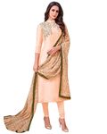 Rajnandini Women's chanderi silk Embroidered Semi-Stitched Salwar Suit Material With Printed Dupatta