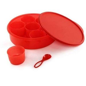 Tupperware. MM Oval #1 Containers 500 ml Red Set of 4 Pc(Plastic)