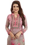 Jevi Prints Women's Unstitched Synthetic Crepe Grey & Pink Floral Print Wrinkle Free Dress Material (Varsha-2770_Grey & Pink_Free Size)