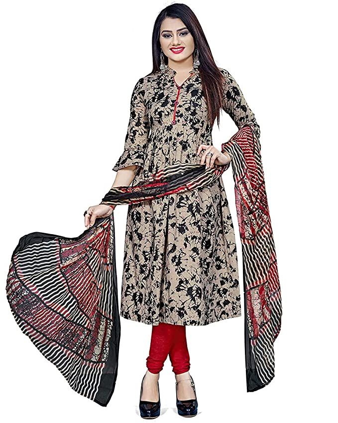 Rajnandini Women's Cotton Floral Printed Unstitched Salwar Suit Material (Free Size)