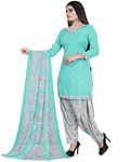 Monira Women's Sky Blue Cotton Printed Unstitched Salwar Suit Material