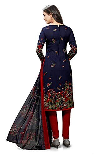 Buy VARSHA COLLECTION Synthetic Printed Unstitched Dress Material with  Dupatta - Black at Amazon.in