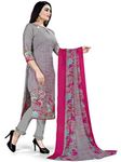 Rajnandini Women's Grey Cotton Printed Unstitched Salwar Suit Material (Free Size)