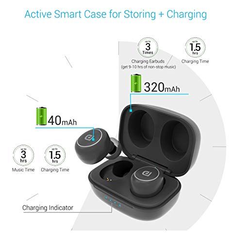 Portronics Harmonics Twins Mini Small Size HD True Wireless Stereo Headphones with High Bass LED Indicator TWS Bluetooth 5.0 Wireless Earphones
