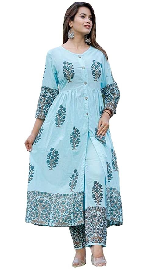 Gosriki Women's Cotton Princess Cut Salwar Suit Set