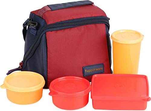 Flipkart.com | TUPPERWARE Her lunch set 450.450.180.ml bottle 500ml with bag  air tight 4 Containers Lunch Box -
