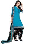Rajnandini Women's Sky Blue Cotton Printed Unstitched Salwar Suit Material