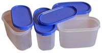 Tupperware Modular Mates Oval Plastic Container Set, 1.1 litres, 4-Pieces, Multicolor