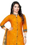 Monira Women's Yellow Cotton Printed Unstitched Salwar Suit Material